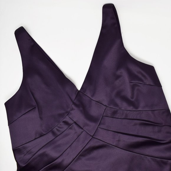 JS Collections Evening Cocktail Dress Women 16 Satin Eggplant Purple Event Prom - Picture 6 of 12